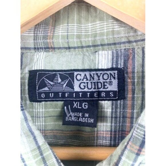Men's Canyon Guide Outfitters XLG Green Plaid Sleeveless Western Button-Down - Picture 4 of 8